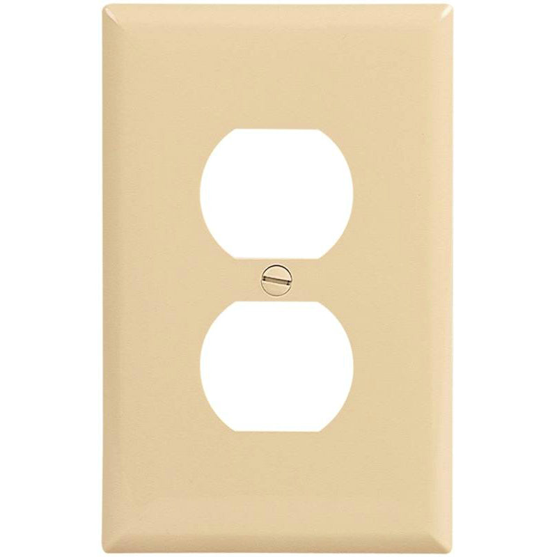 Cooper Wiring PJ8V-10-L Commercial Duplex Receptacle Wall Plate, 1 Gang, Ivory