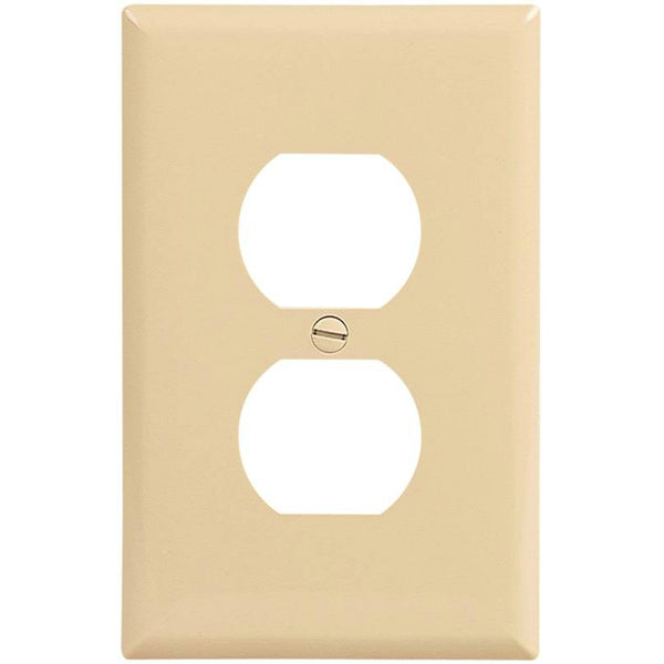 Cooper Wiring PJ8V-10-L Commercial Duplex Receptacle Wall Plate, 1 Gang, Ivory
