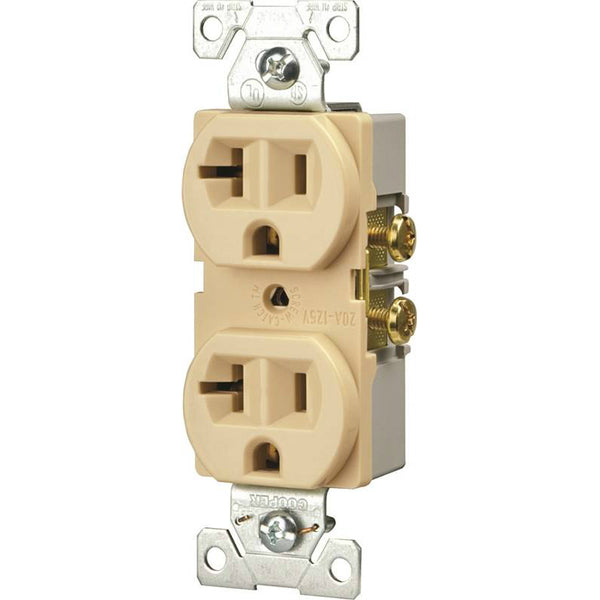 Cooper Wiring BR20V Commercial Grade Straight Blade Duplex Receptacle, Ivory,20A
