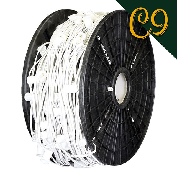 Holiday Bright AC-C91000WC-12 Christmas C9 White Cord Lights, 12" Spacing, 1000'