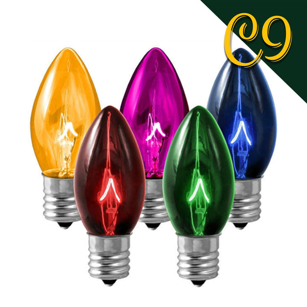 Holiday Bright BU25-FC9-TMU Christmas Incandescent C9 Bulb, Multi Color,7W,25-Pk