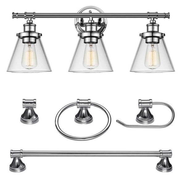 Globe Electric 51234 Parker All-In-One Bath Set, Chrome, 5-Piece