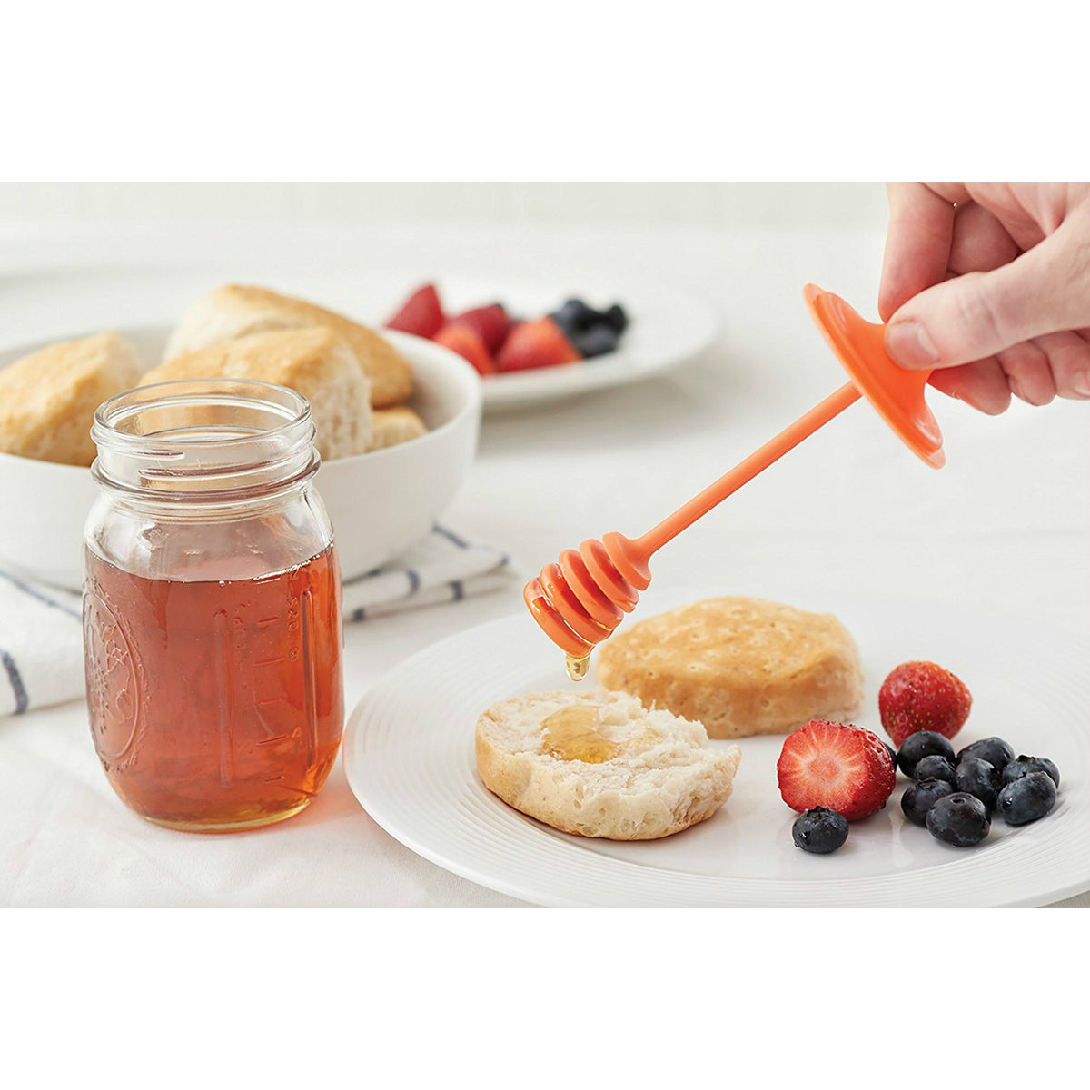 Jarware 82623 Honey Dipper Lid for Mouth Mason Jars, Orange