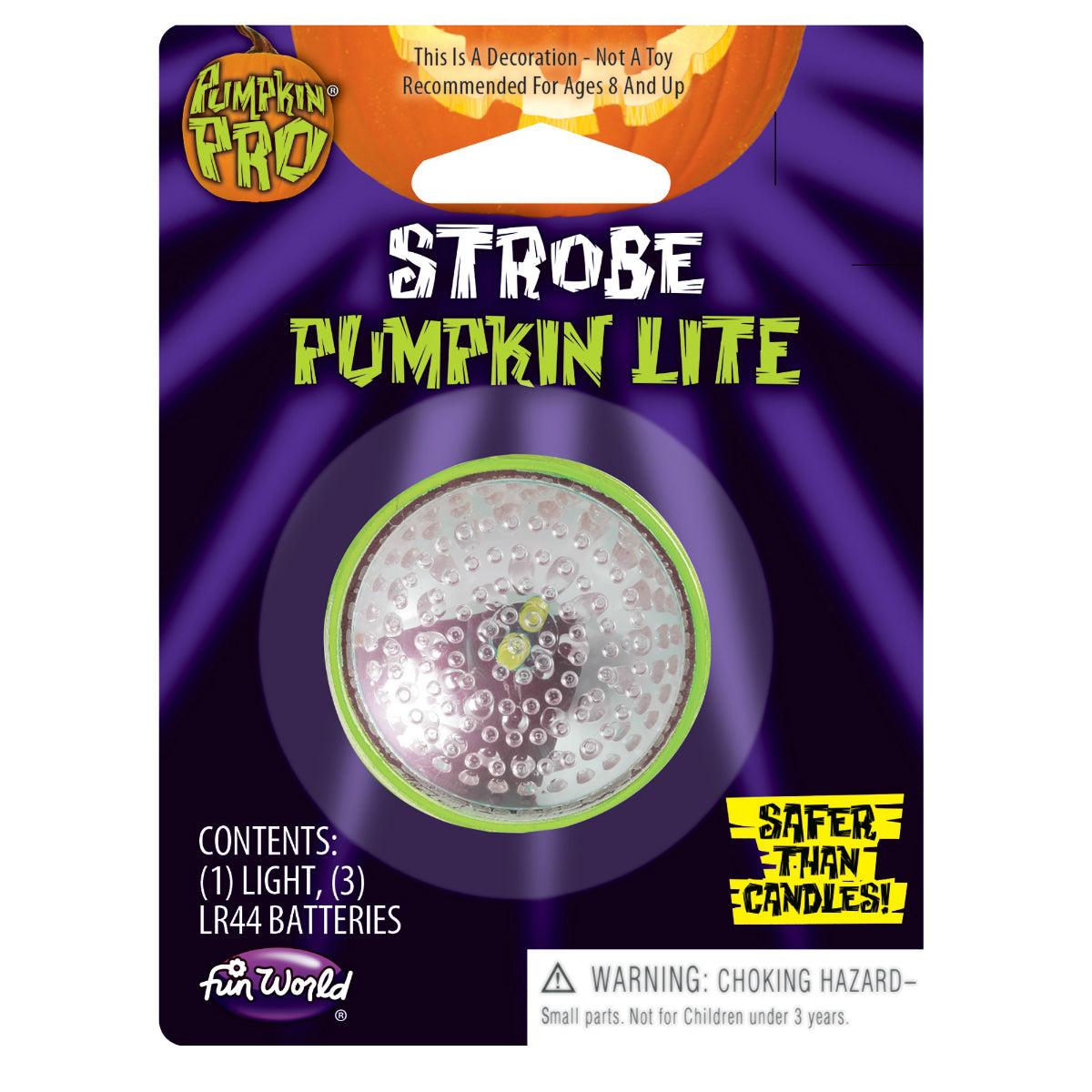 Fun World 94682 Halloween Strobe Pumpkin Lite with 3-Batteries