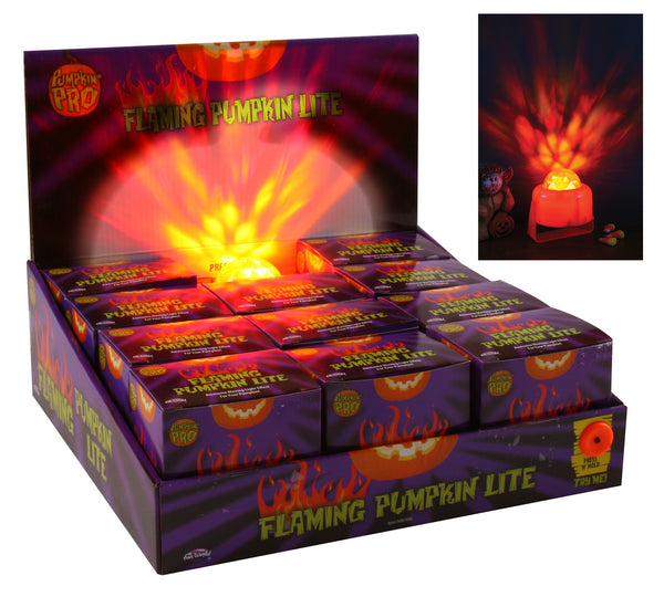 Fun World 94807PDQ Flaming Pumpkin Light Halloween Decor