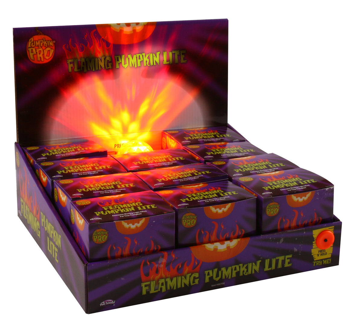 Fun World 94807PDQ Flaming Pumpkin Light Halloween Decor