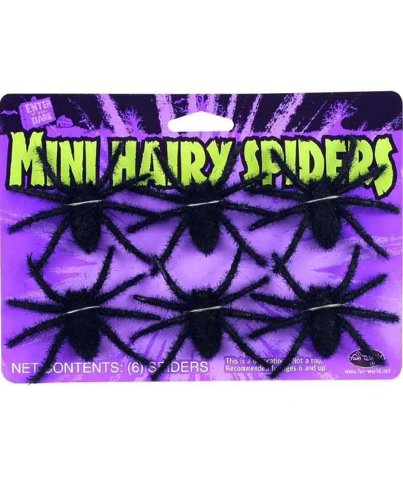 Fun World 91074K Halloween Mini Hairy Spider, Black