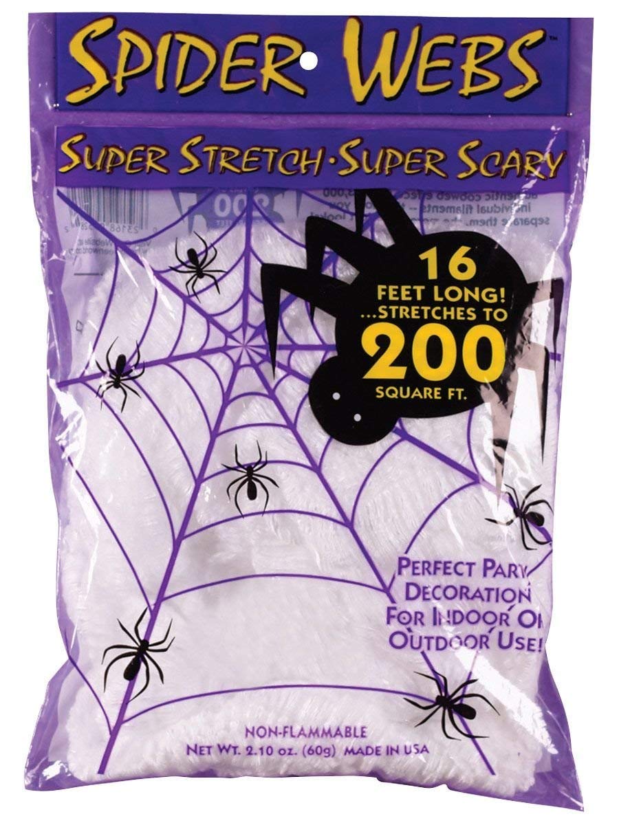 Fun World 9528 Halloween Super Stretch Spider Web 16', Stretches to 200 Sqft.