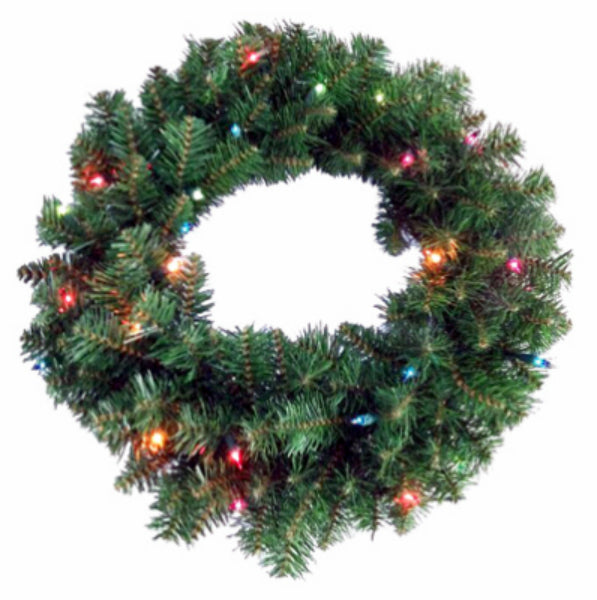 Holiday Wonderland 301-W7130 Christmas PVC Artificial Wreath, Green, 24"