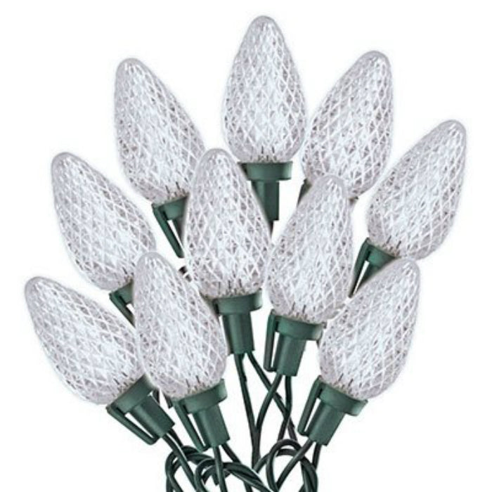 Holiday Wonderland 47737-88 Cool White Faceted C9 LED Light Set On Spool, 75-Count