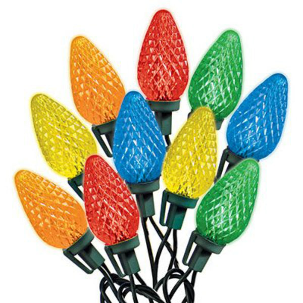 Holiday Wonderland 47736-88 Multi Faceted C9 LED Light Set On Spool, 75-Count