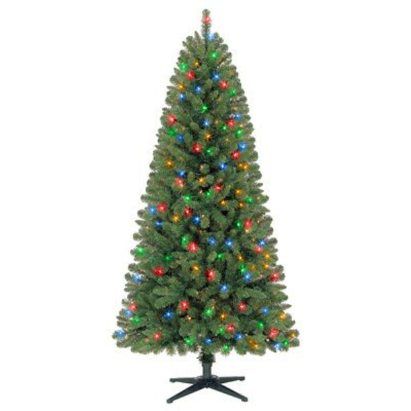Evergreen Classics TG66M2W56M00 Hinged Artificial Tree w/ 300 Multi Lights, 6.5 Feet