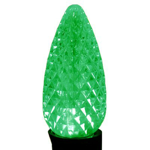 Holiday Bright BU25-LEDFC9-TGR Green Faceted C9 SMD LED Bulbs, 25-Pack