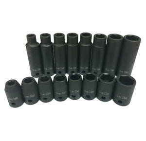 Master Mechanic 2207T176 Metric Standard & Deep Impact Socket Set, 1/2" Dr, 16-PC