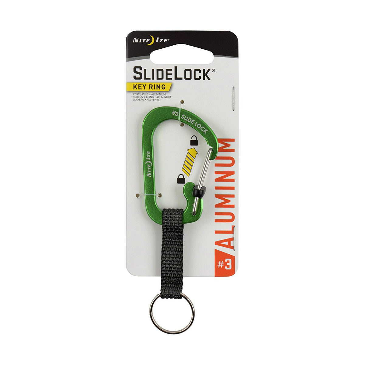Nite Ize CSLAW3-17-R6 SlideLock Aluminum #3 Key Ring, Lime