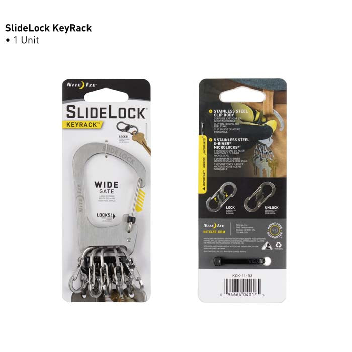 Nite Ize KCK-11-R3 SlideLock KeyRack with Center Locking-Lever, Stainless Steel