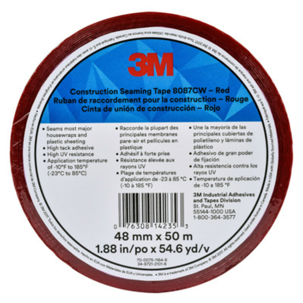 3M® 8087CW Construction Seaming Tape, Red, 1.88" x 54.6 YD