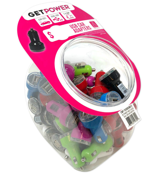 GetPower CWP-2USBBOWLDCM USB to DC Car Adapters, Multi Color, 2.4 Amp