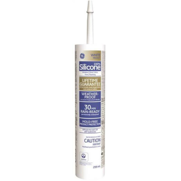 GE® SE2180 Silicone II Window & Door Caulk, White, 299 mL