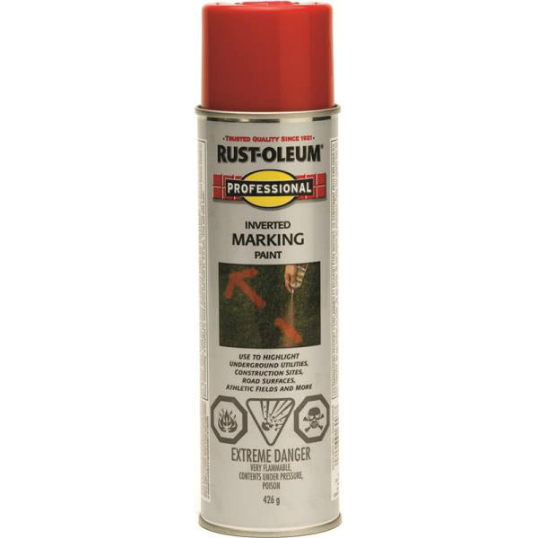 Rust-Oleum 242676 Professional  Inverted Marking Paint Spray, Safety Red, 15 Oz