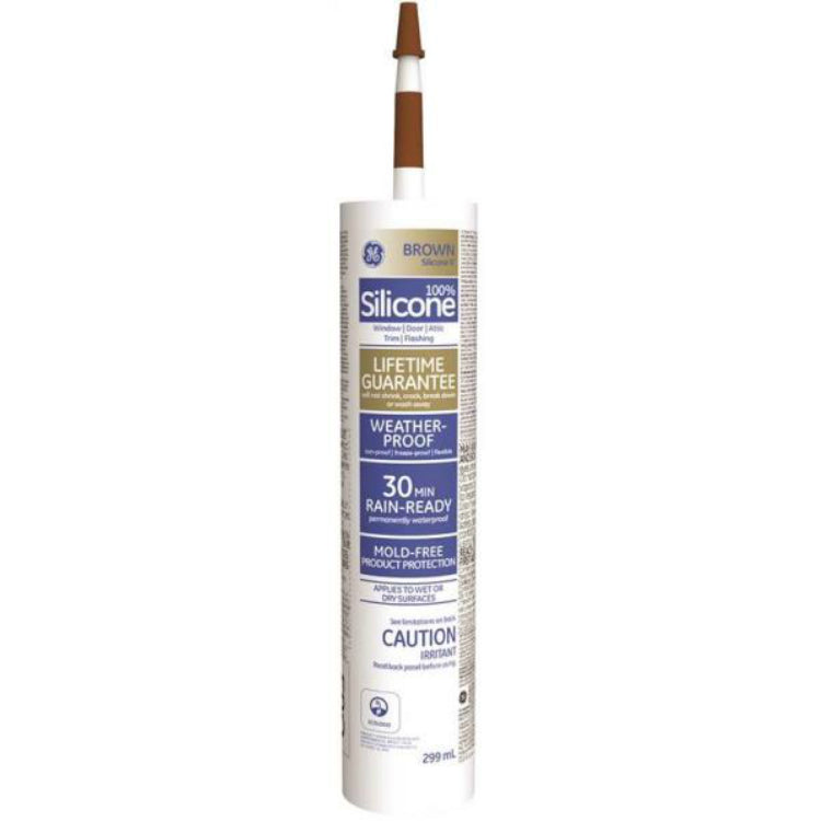 GE® SE2186 Silicone II Window & Door Caulk, Brown, 299 mL