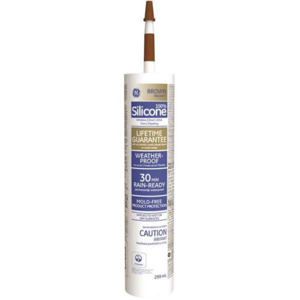 GE® SE2186 Silicone II Window & Door Caulk, Brown, 299 mL