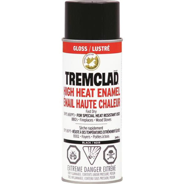 Tremclad 29303522 High Heat Enamel Aerosol, Gloss Black, 340 Grams