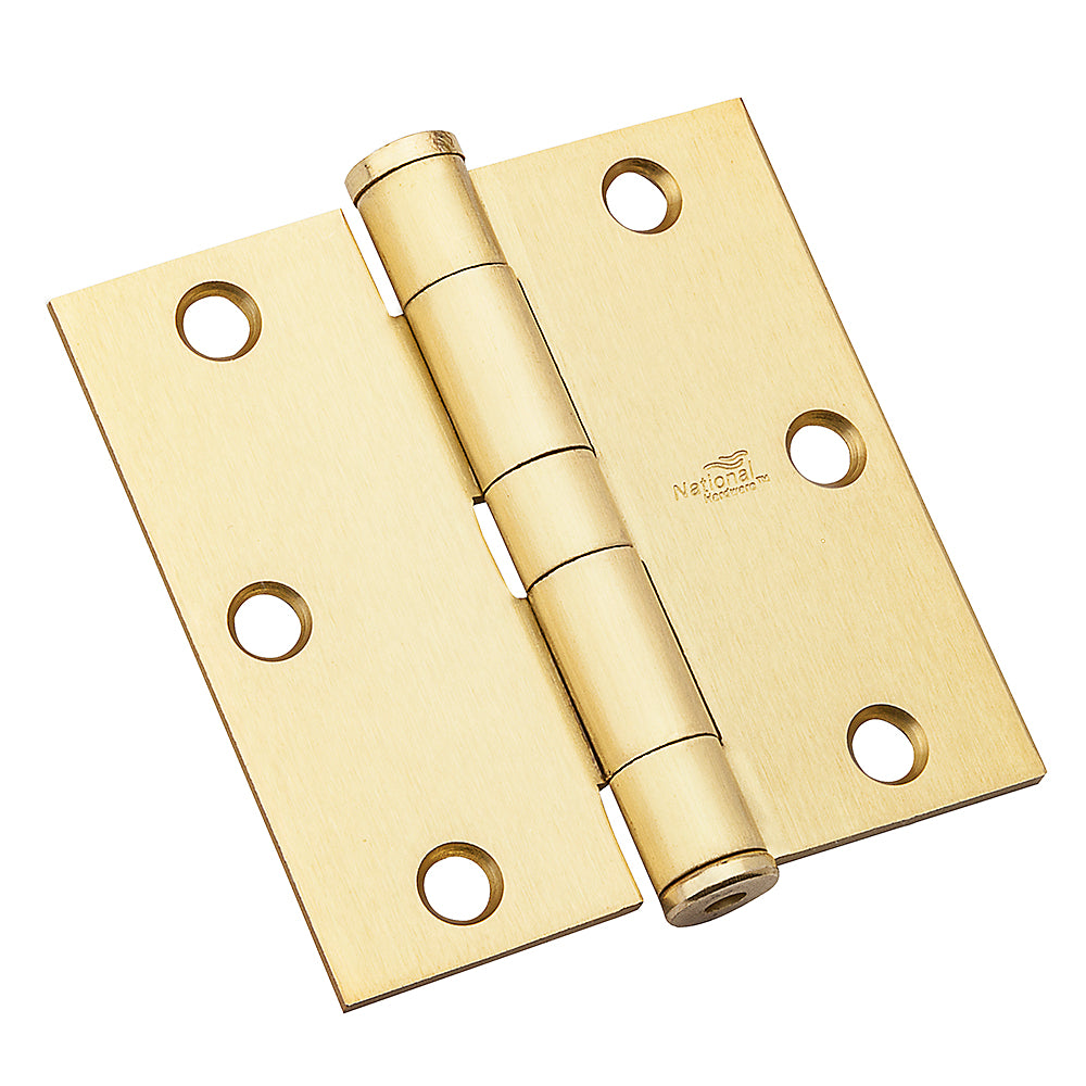 National Hardware N236-116 Standard Weight Template Hinge, Satin Brass, 3-1/2"