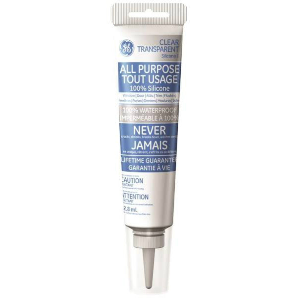 GE® SE1124 Silicone I All Purpose Caulk, Clear, 2.8 Oz