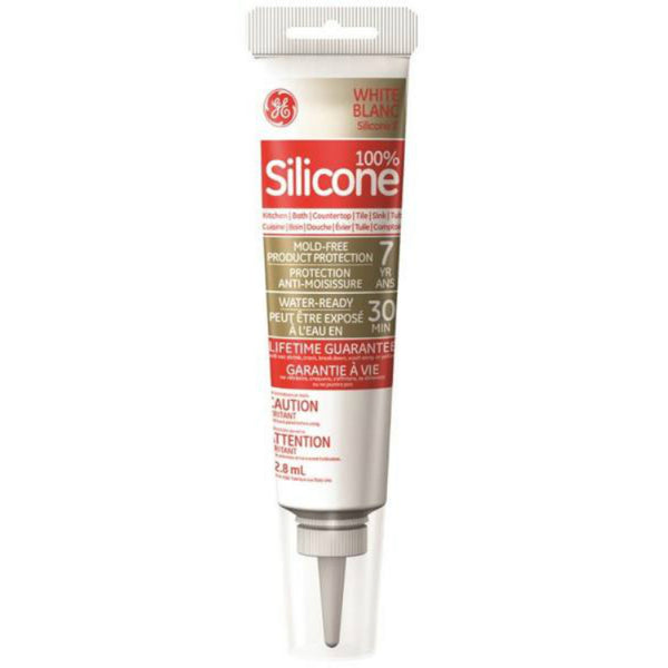 GE® SE2122 Silicone II Kitchen & Bath Caulk, White, 2.8 Oz