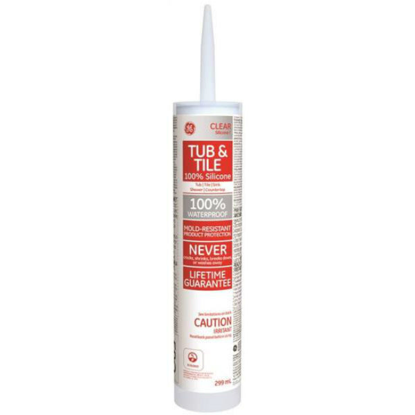 GE® SE1191 Silicone I Tub & Tile Caulk, Clear, 10.1 Oz