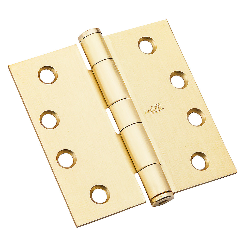National Hardware N236-126 Standard Weight Template Hinge, Satin Brass, 4"