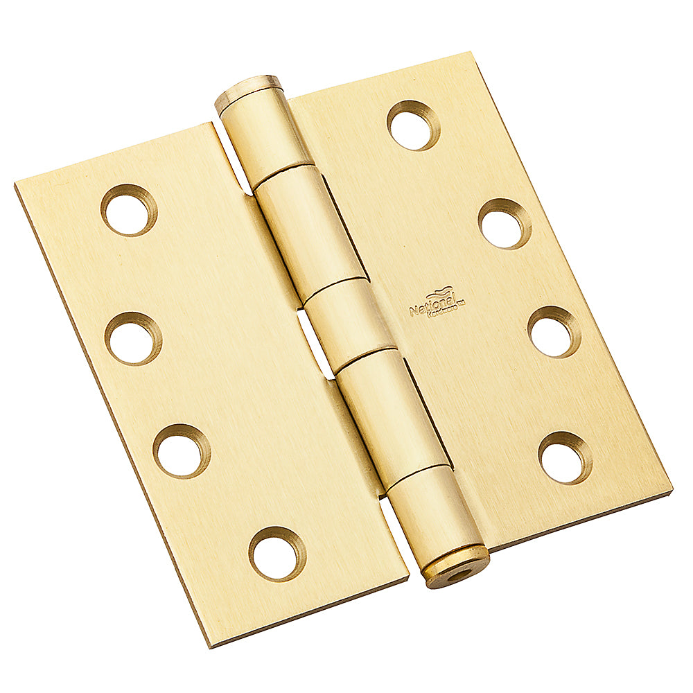 National Hardware N236-136 Standard Weight Template Hinge, Satin Brass, 4"