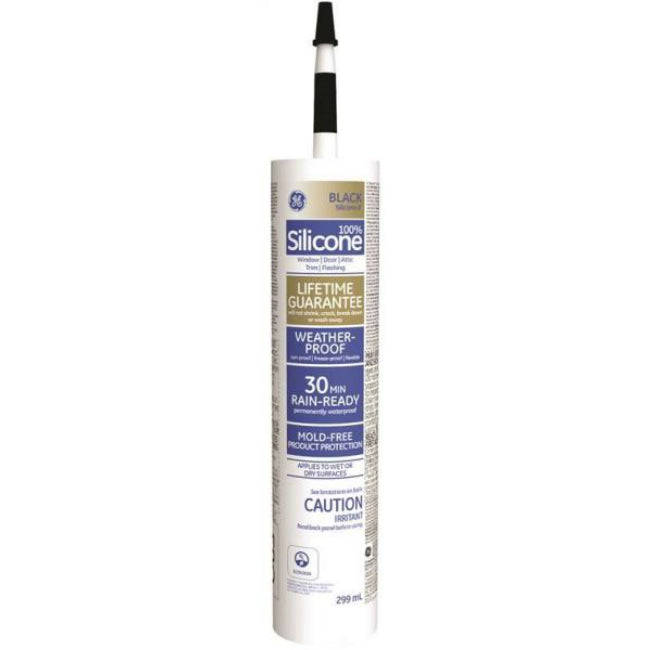 GE® SE2183 Silicone II Window & Door Caulk, Black, 10.1 Oz