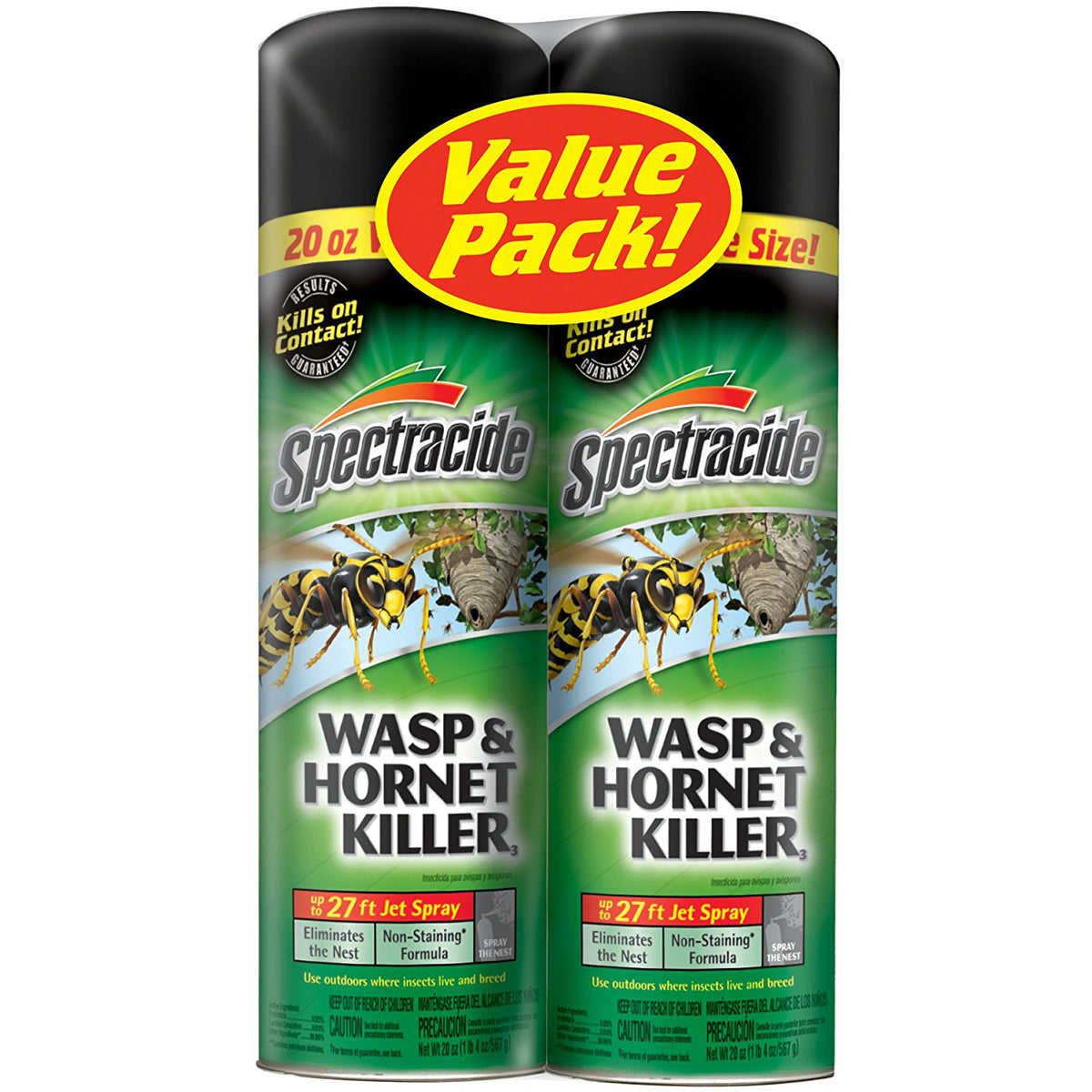Spectracide HG-65865 Wasp & Hornet Killer3 Aerosol Spray, 20 Oz, 2-Pack
