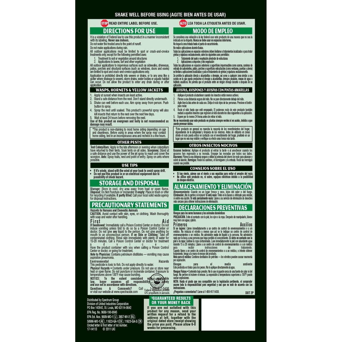 Spectracide HG-65865 Wasp & Hornet Killer3 Aerosol Spray, 20 Oz, 2-Pack