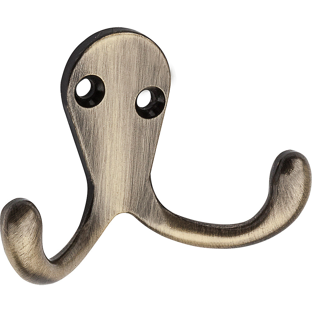 National Hardware N335-794 Double Clothes Hook, Antique Brass, 2-Count
