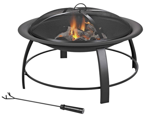 Seasonal Trends KLF-150031 Round Shaped Black Fire Pit, Steel, 30"