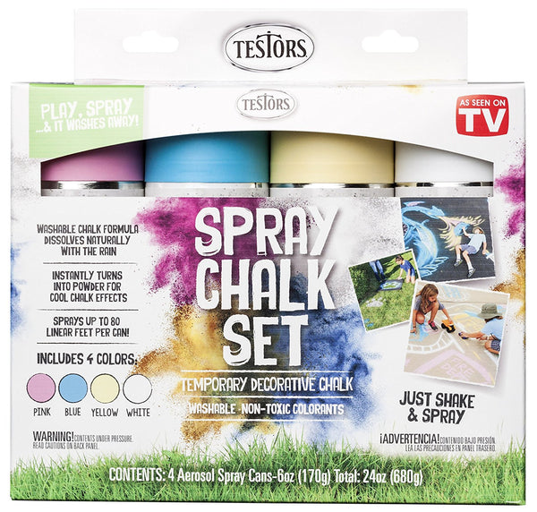 Testors 306006 Spray Chalk Set with 4 Aerosol Spray Cans, Assorted Colors