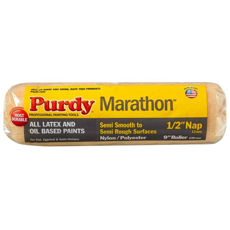 Purdy 144602093 Marathon All Latex & Oil Based Paint Roller Cover, 9", 1/2" NAP