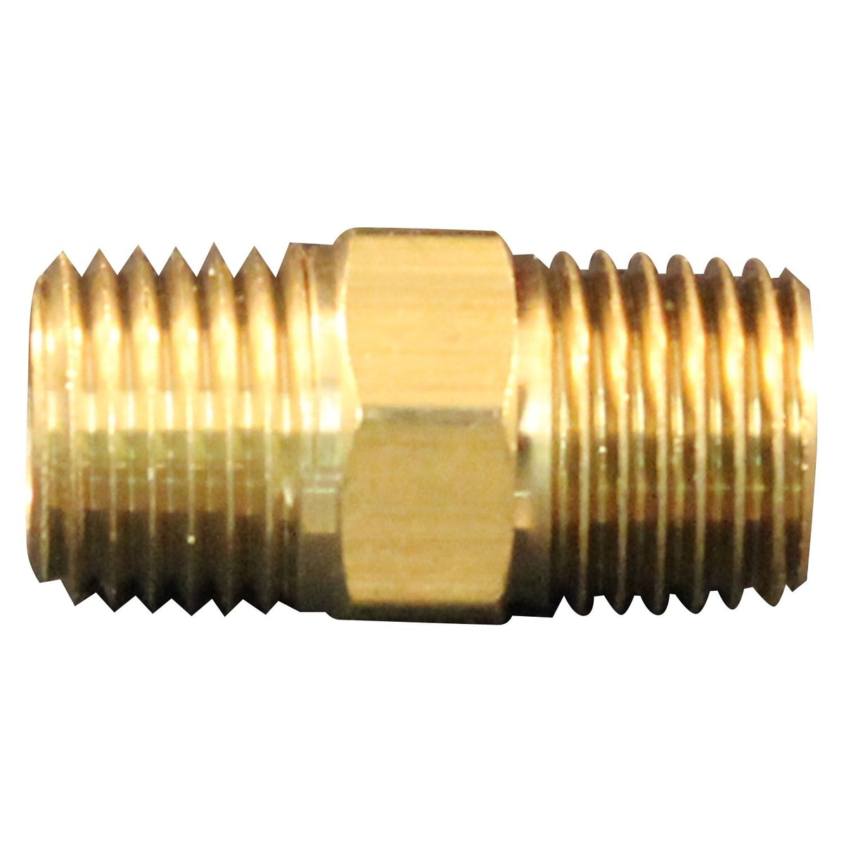 Milton S-647 Brass Hex Nipple Hose Fitting, 3/8" MNPT, 2 Pack