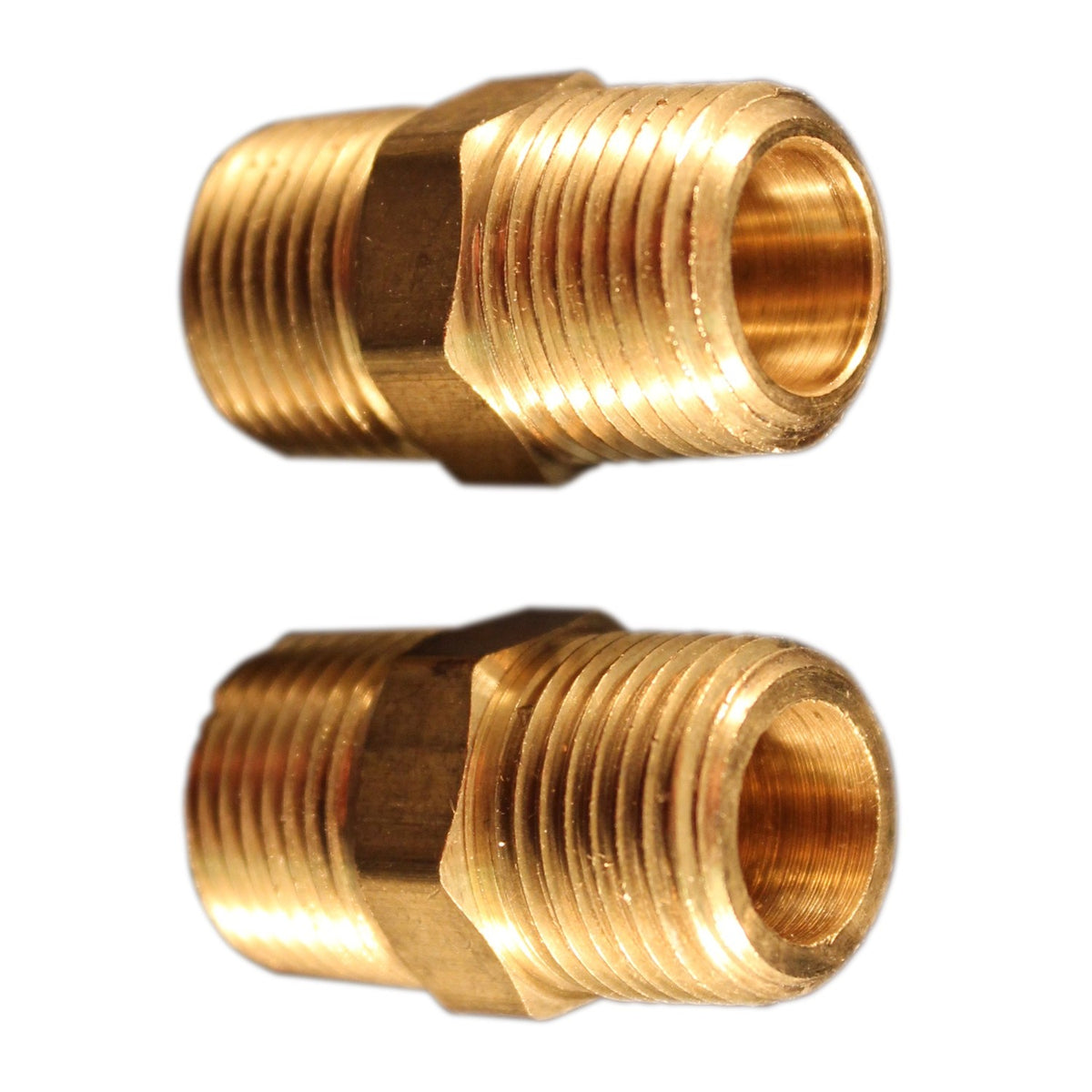 Milton S-647 Brass Hex Nipple Hose Fitting, 3/8" MNPT, 2 Pack