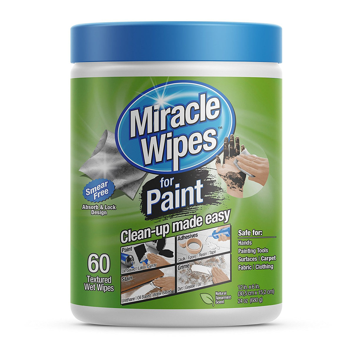 MiracleWipes 3263 Multi-Purpose Cleaning Wipes for Paint Cleanup, 60-Count