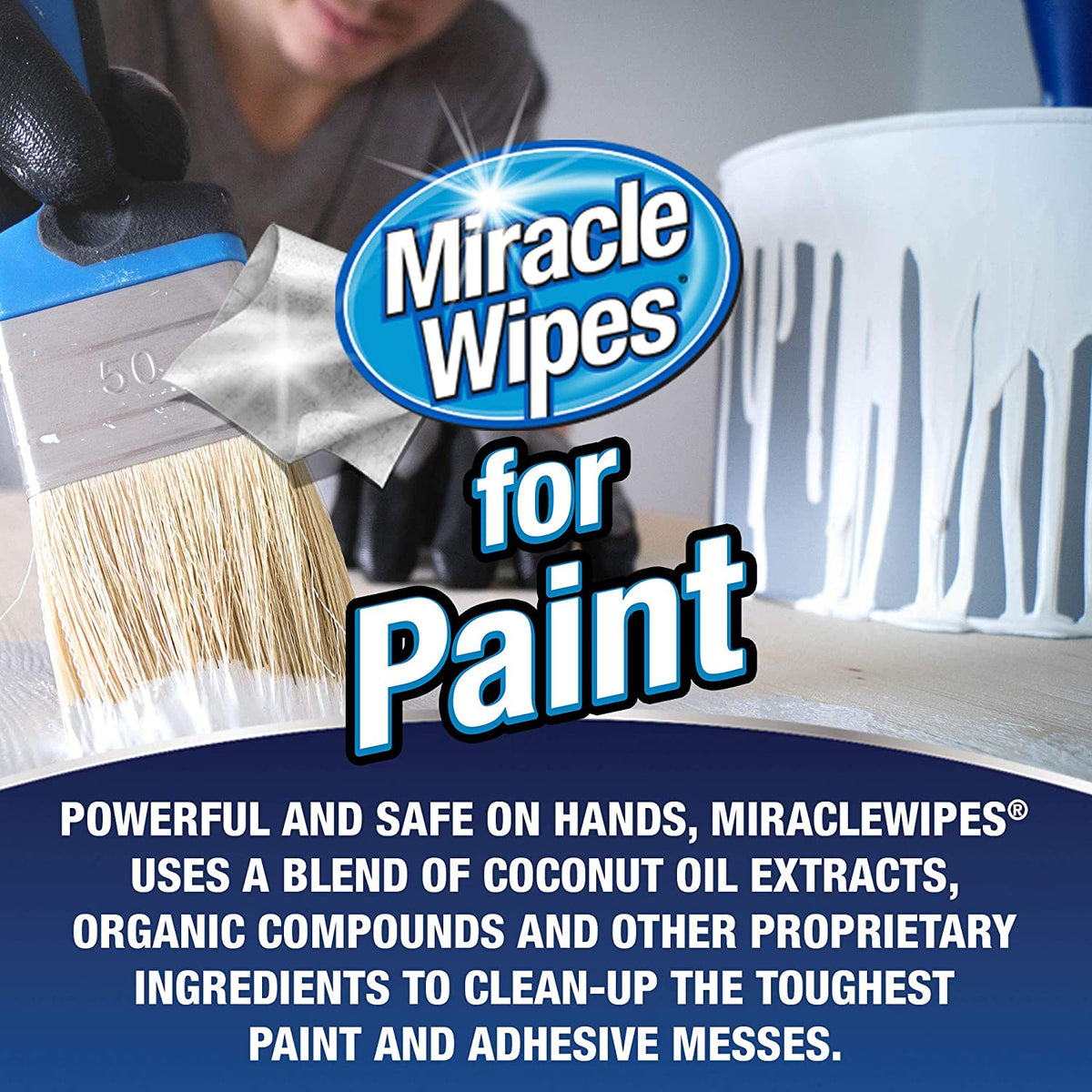 MiracleWipes 3263 Multi-Purpose Cleaning Wipes for Paint Cleanup, 60-Count
