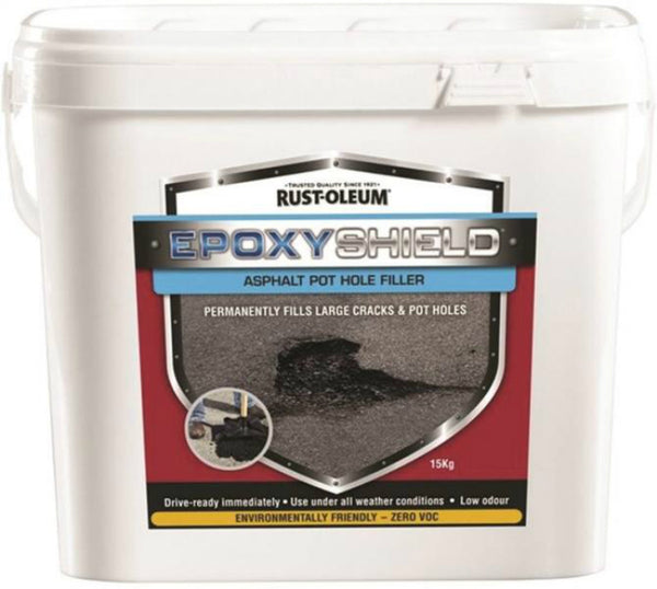 Rust-Oleum 257893 EPOXYSHIELD Asphalt Pothole Filler, Black, 15 Kg