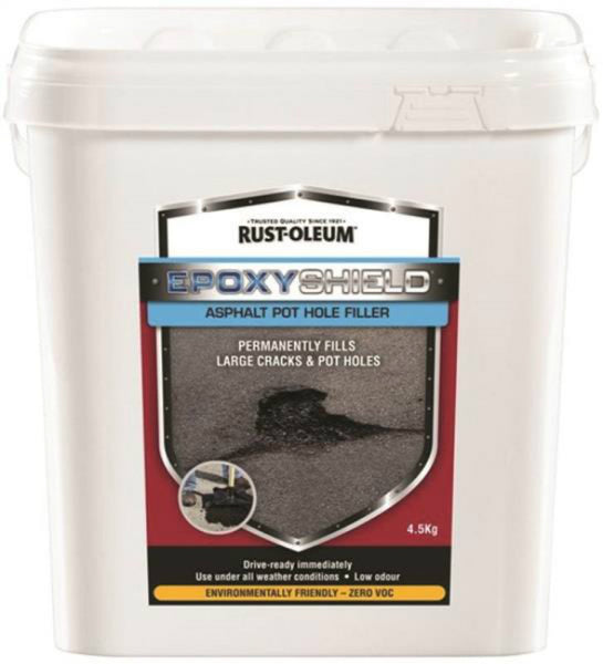 Rust-Oleum 257892 EPOXYSHIELD 2-In-1 Asphalt Pothole Filler, Black, 4.5 Kg