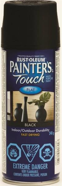 Painter's Touch N1976830 Multi-Purpose Brush-On Paint, Flat Black, 340G Aerosol