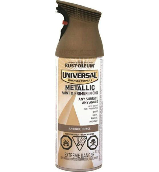 Rust-Oleum 264660 Universal Metallic Spray Paint, Antique Brass, 312 g Aero