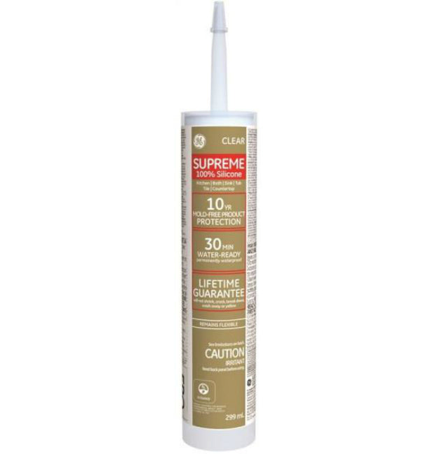 GE® M90006C Supreme Silicone Kitchen & Bath Caulk, Clear, 10.1 Oz