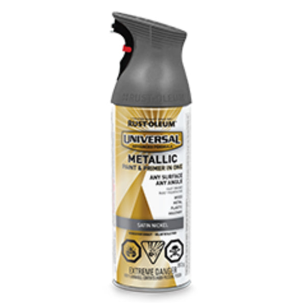 Rust-Oleum 253407 Universal Metallic Spray Paint, Satin Nickel, 312 g Aerosol